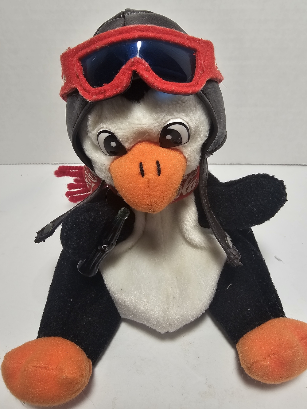 Plush Penguin Pilot Bird Toy - Black, White & Orange Cola Cola Pilot